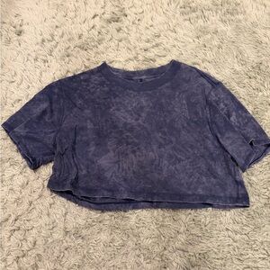 Lululemon Navy Blue tie dye Cropped T-Shirt